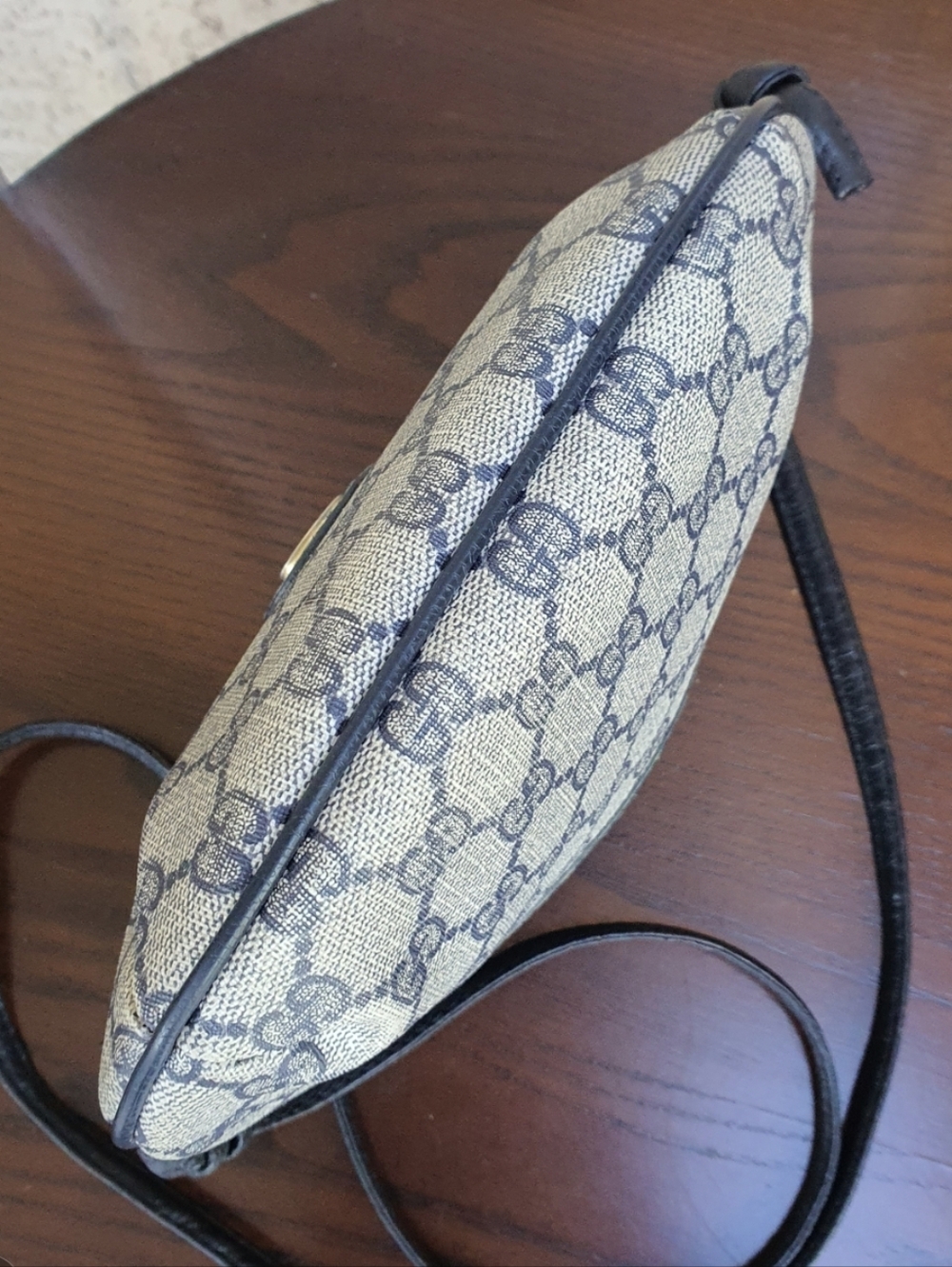Gucci GG Supreme Monogram Coated Canvas Leather Blue Navy Shoulder/Crossbody Bag - Picture 11 of 15